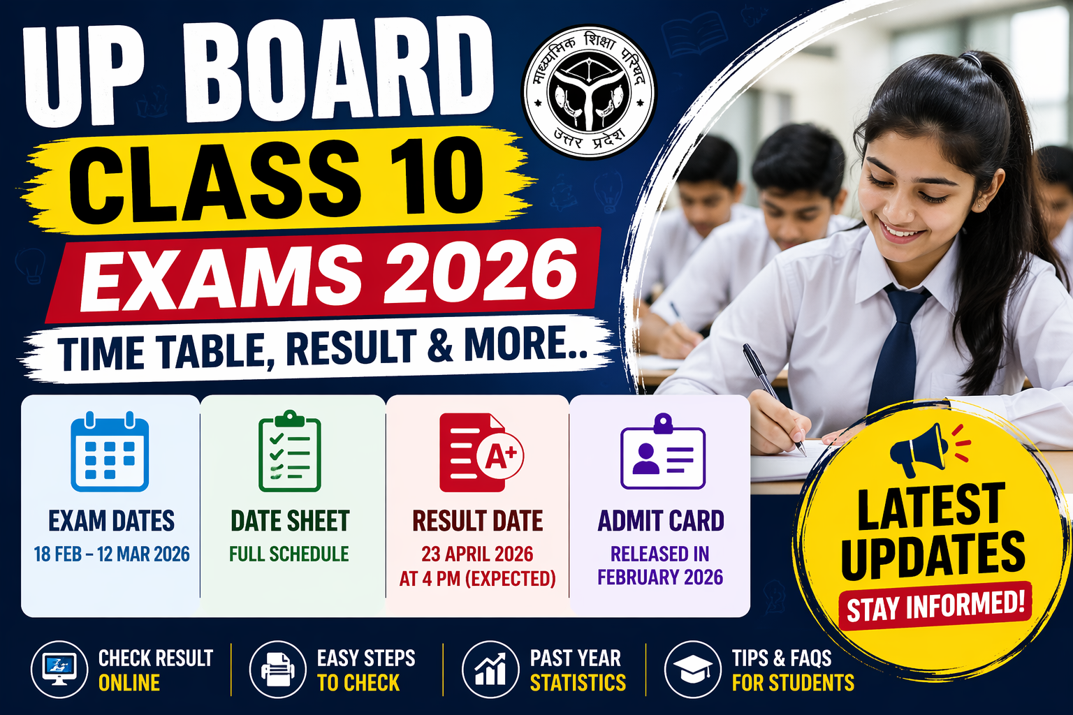 Latest News on UP Board Class 10 Exams 2026 – Time Table, Result & More